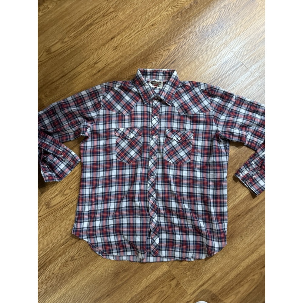 Vtg‎ Youngbloods Shirt Men's XL Plaid Long Sleeve Pearl Snap Authentic Western